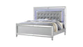 Sterling Queen Size Upholstered Led Bed Made With Wood In Silver Color Queen Silver Wood Bedroom Contemporary,Modern Solid Wood Mdf Wood