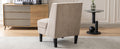 Velvet Upholstered Accent Chair With Cream Piping, Tan And Cream Tan Upholstered