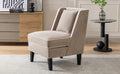 Velvet Upholstered Accent Chair With Cream Piping, Tan And Cream Tan Upholstered