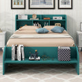 Wood Full Size Platform Bed With 2 Drawers, Storage Headboard And Footboard, Dark Green Box Spring Not Required Full Dark Green Bedroom Bed Frame Solid Wood Mdf