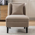 Velvet Upholstered Accent Chair With Cream Piping, Tan And Cream Tan Upholstered