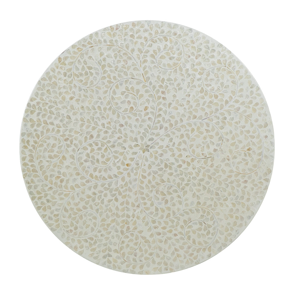 35X35X16" Unique Cream Capiz Coffee Table With Gold Pedestal Base Multi Primary Living Space Beach,Boho,Casual,Coastal,Modern Mdf