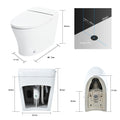 Smart Toilet Bidet Combo With Self Cleaning Nozzle,Upmarket Compact Dual Flush Toilet 1 1.28 Gpf,Tank Less Toilet With Foot Sensor Flush,White Night Light,Knob Control,Power Outage Flushing,Soft Close White Ceramic