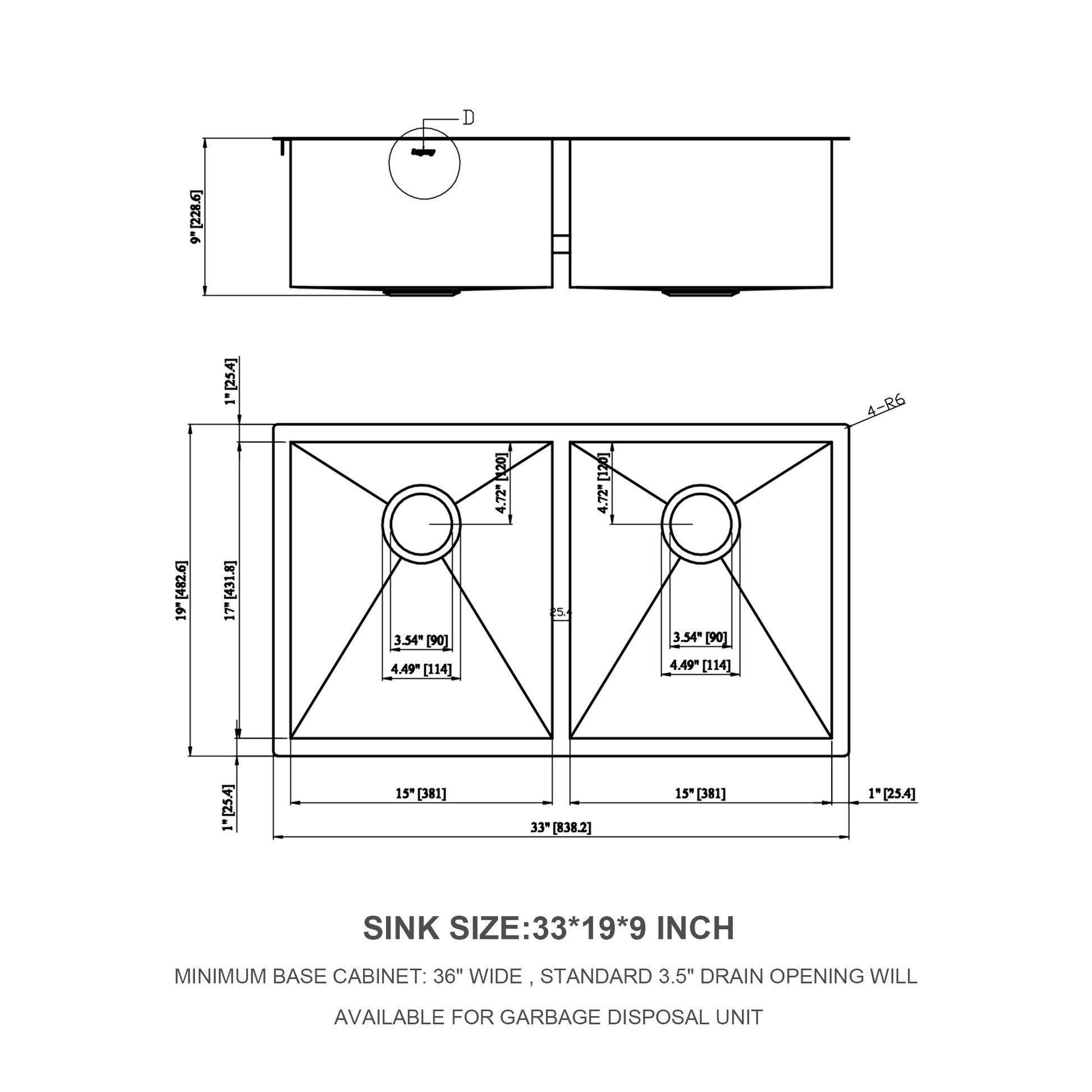 33X19 Undermount Double Bowl Kitchen Sink 50 50 In 18 Gauge Stainless Steel With 9 Inch Deep Basin Brushed Nickel Stainless Steel