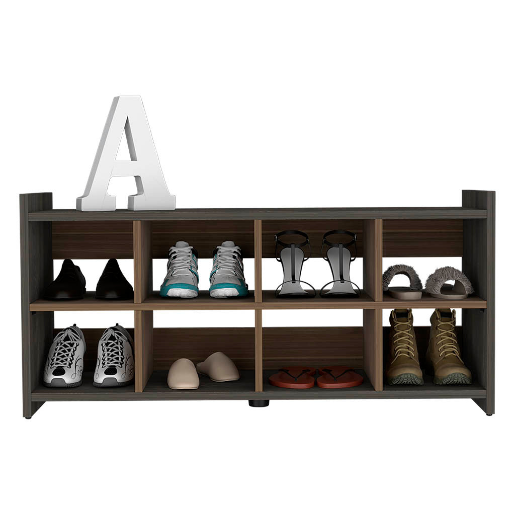 Entryway Stackable Storage Unit, Eight Cubbies For Shoes, Eight Shoes Capacity, Carbon Espresso Mahogany Multicolor Particle Board Particle Board