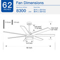 62 In. Integrated Led Brushed Nickel Plywood Smart Ceiling Fan With Remote Control Brushed Nickel Plywood Metal