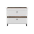 Nightstand Dreams, Two Drawers, White Dark Brown Finish Dark Brown White Particle Board