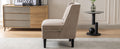 Velvet Upholstered Accent Chair With Cream Piping, Tan And Cream Tan Upholstered