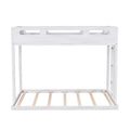 Twin Over Full Bunk Bed With Built In Ladder,White White Solid Wood Mdf