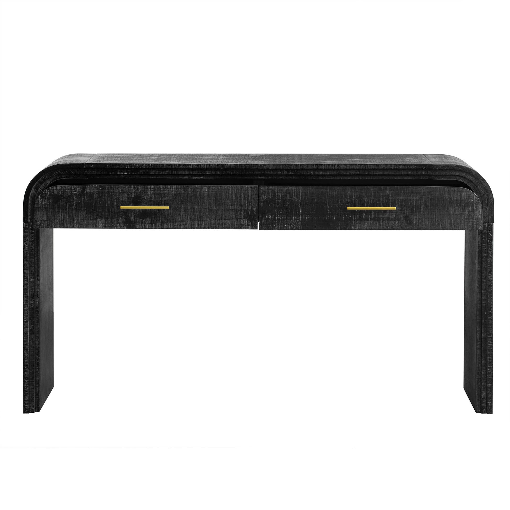 Unique Retro Console Table With Open Style, Two Top Drawers For Entrance, Dinning Room, Living Room Antique Black Antique Black Mdf