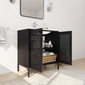 30 Inch Freestanding Bathroom Vanity With Ceramic Sink Black 2 Bathroom Freestanding Modern Steel