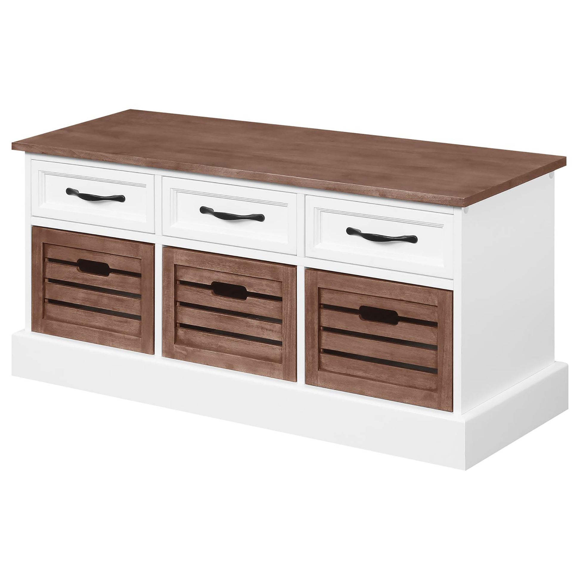 Brown And White 3 Drawer Storage Bench Brown Brown Primary Living Space Traditional Poplar Wood