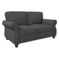 Sofa With Solid Wood Frame, Comfy Sofa Couch With Extra Deep Seats, Modern 2 Seater Sofa, For Living Room Apartment Lounge, Grey Dark Gray Wood