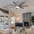 62 In. Integrated Led Brushed Nickel Plywood Smart Ceiling Fan With Remote Control Brushed Nickel Plywood Metal