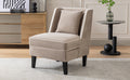 Velvet Upholstered Accent Chair With Cream Piping, Tan And Cream Tan Upholstered