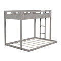 Twin Over Full Bunk Bed With Built In Ladder,Gray Gray Solid Wood Mdf