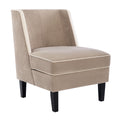 Velvet Upholstered Accent Chair With Cream Piping, Tan And Cream Tan Upholstered