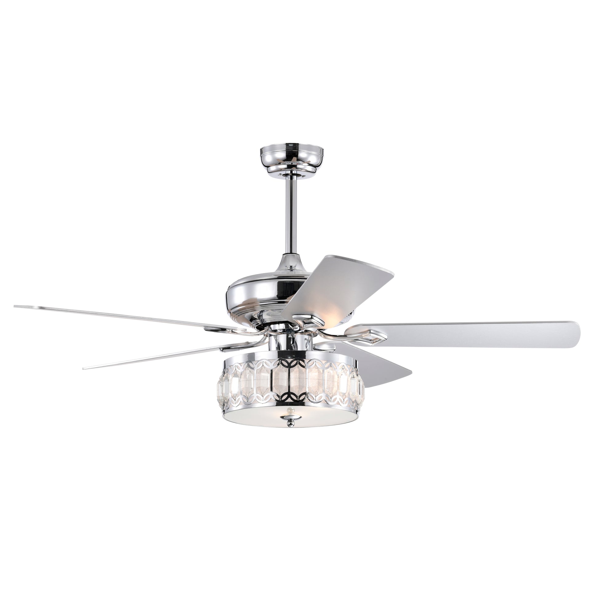 52" 3 Light Chrome Ceiling Fan Remote, Traditional Farmhouse Rustic Industrial Bohemian Country Cottage Transitional Glam For Home, Kitchen, Living Room Chrome American Design,American Traditional,Classic,Contemporary,Farmhouse Plywood Metal