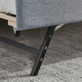 Twin Size Upholstery Daybed With Twin Size Erectable Trundle And Usb Charging Design, Linen Grey Twin Grey Linen