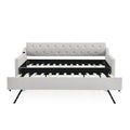 Twin Size Upholstery Daybed With Twin Size Erectable Trundle And Usb Charging Design, Linen Beige Twin Beige Linen