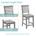5 Piece Dining Table Set, Wooden Dining Square Table Set For 4, Counter Height Kitchen Table Set With Square Table And 4 Upholstered Chairs For Small Space, Gray Wood Gray Seats 4 Gray Wood Dining Room Acacia 4 Leg Square Dining Table With Chair Acacia