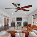 60 In. Farmhouse Walnut Wood Ceiling Fan With Remote Control,Without Light Brown Metal & Wood Wood