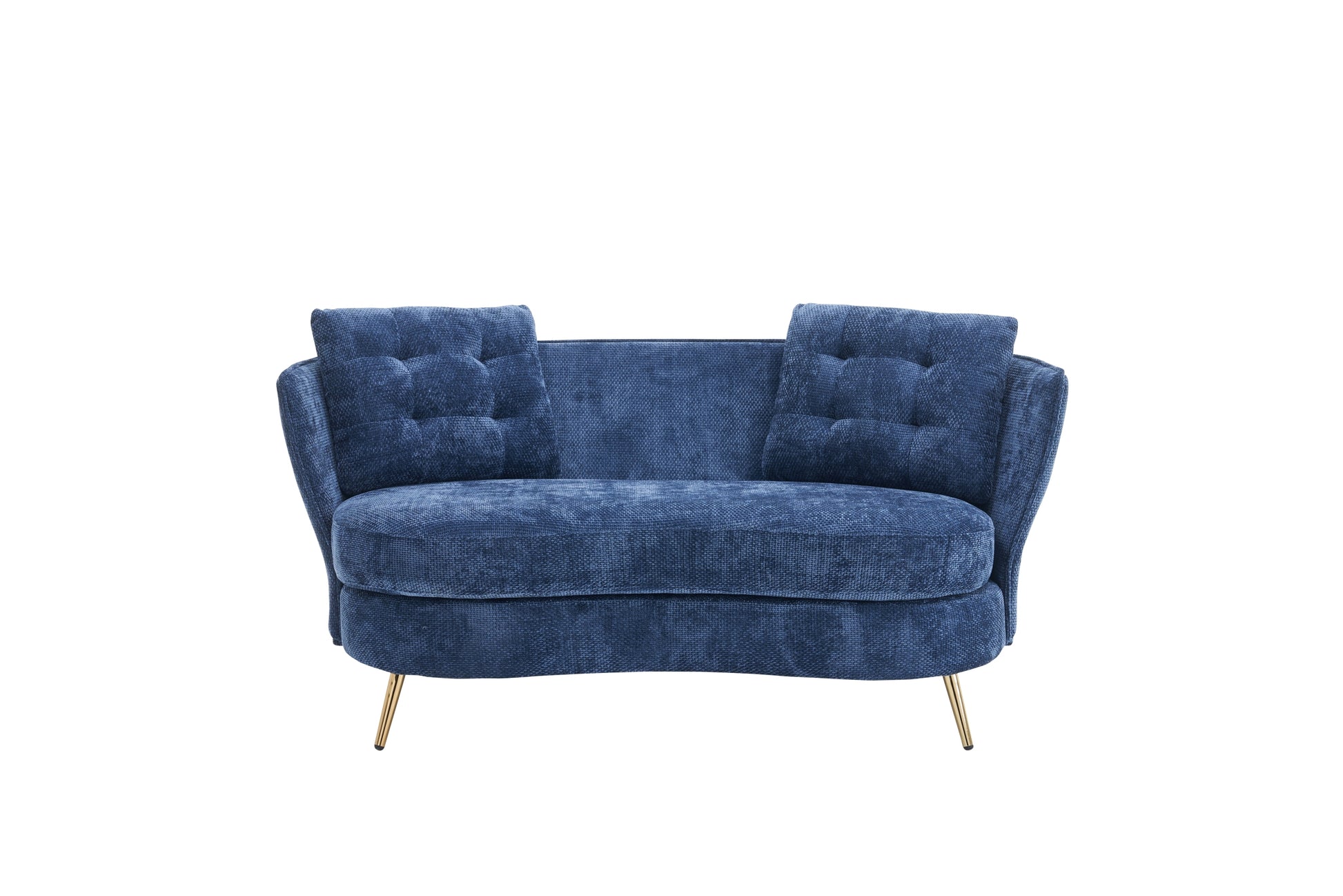 Polyester Fiber Loveseat Sofa Upholstered Couch With Golden Metal Legs Club Two Seat Sofa For Living Reading Room Bedroom Apartment Small Space Dorm,Blue Blue Polyester Wood Primary Living Space Soft Tight Back Modern Polyester