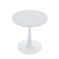 Modern 23.6'' Diameter Solid Metal Base White Round End Table White Steel