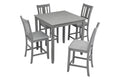 5 Piece Dining Table Set, Wooden Dining Square Table Set For 4, Counter Height Kitchen Table Set With Square Table And 4 Upholstered Chairs For Small Space, Gray Wood Gray Seats 4 Gray Wood Dining Room Acacia 4 Leg Square Dining Table With Chair Acacia
