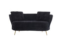 Polyester Fiber Loveseat Sofa Chair Upholstered Couch With Golden Metal Legs Club Two Seat Sofa For Living Reading Room Bedroom Apartment Small Space Dorm,Black. Black Polyester Wood Primary Living Space Soft Tight Back Modern Polyester