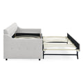 Twin Size Upholstery Daybed With Twin Size Erectable Trundle And Usb Charging Design, Linen Beige Twin Beige Linen