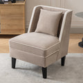 Velvet Upholstered Accent Chair With Cream Piping, Tan And Cream Tan Upholstered