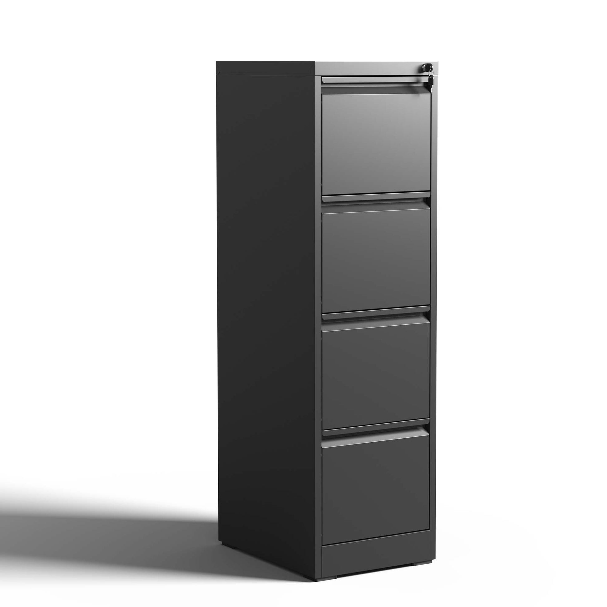 4 Drawer Metal Vertical File Cabinet With Lock Office Home Steel Vertical File Cabinet For A4 Legal Letter Size Filing Cabinets 3 4 Drawers Black Office Drawers Included Modern Metal Metal