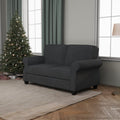Sofa With Solid Wood Frame, Comfy Sofa Couch With Extra Deep Seats, Modern 2 Seater Sofa, For Living Room Apartment Lounge, Grey Dark Gray Wood