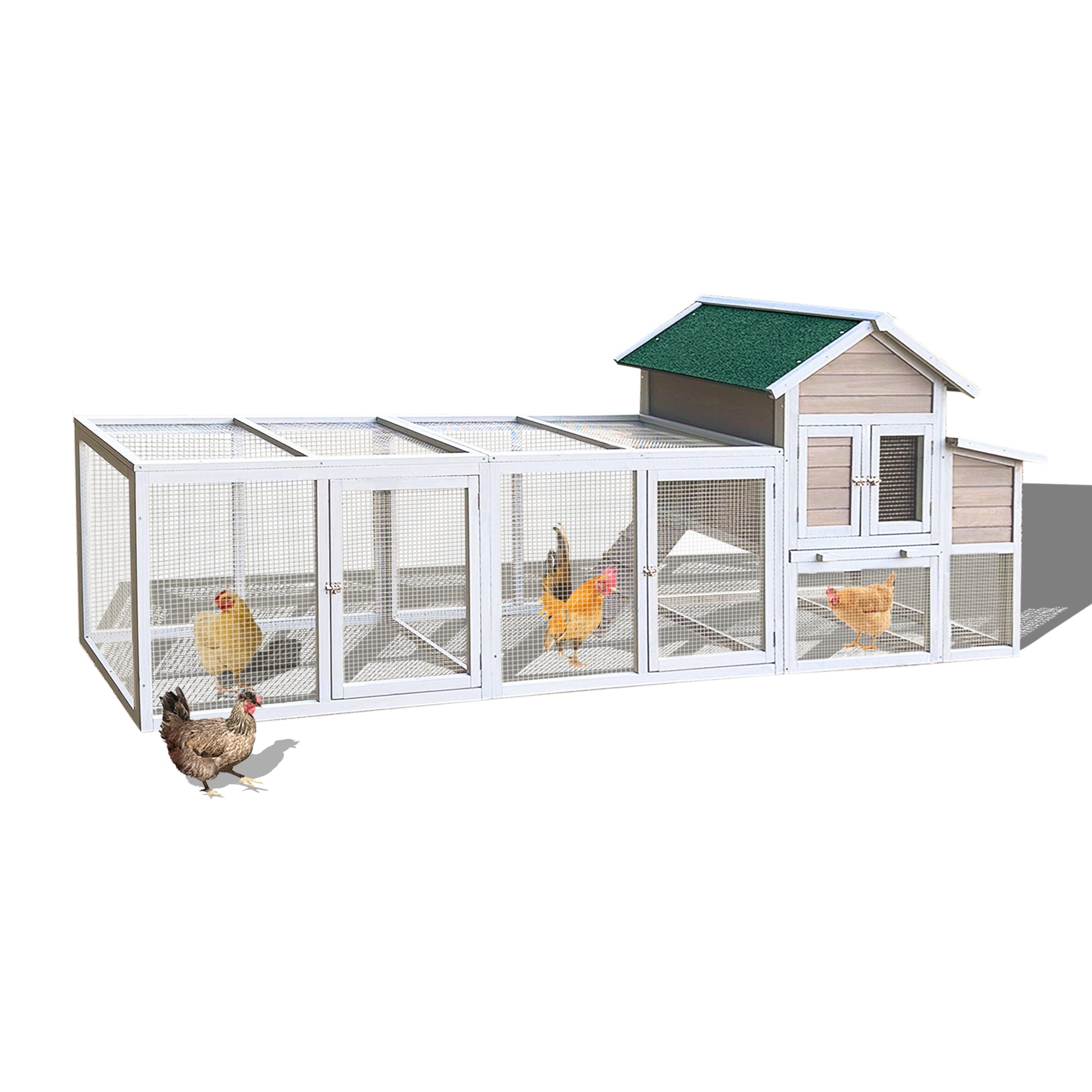 122" Large Gray Wood Chicken Coop Hen House Pet Rabbit Hutch Wooden Pet Cage Backyard With Nesting Box Gray Wood