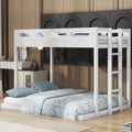 Twin Over Full Bunk Bed With Built In Ladder,White White Solid Wood Mdf