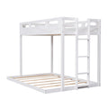 Twin Over Full Bunk Bed With Built In Ladder,White White Solid Wood Mdf