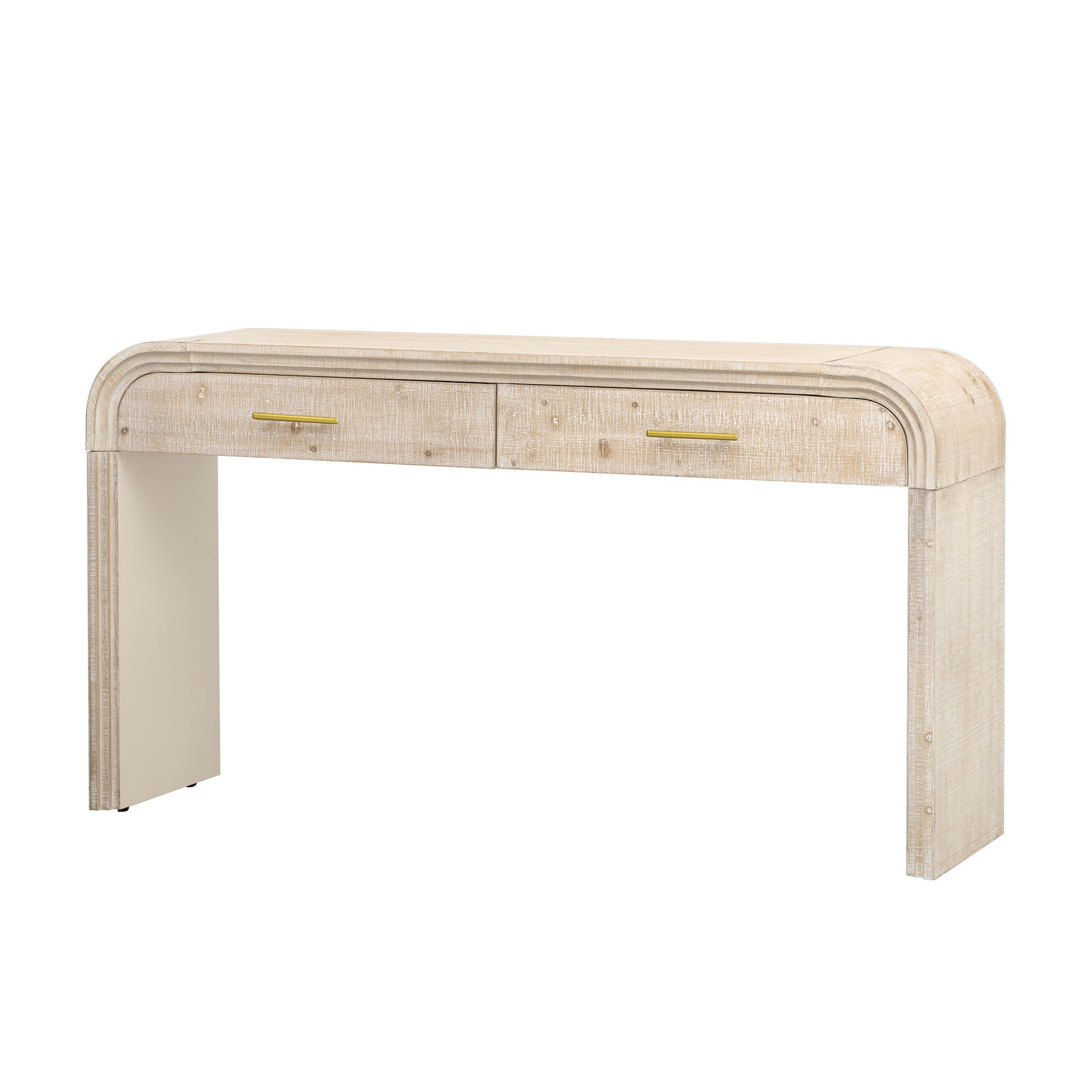 Unique Retro Console Table With Open Style, Two Top Drawers For Entrance, Dinning Room, Living Room Natural Wood Wash Natural Wood Wash Mdf
