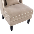 Velvet Upholstered Accent Chair With Cream Piping, Tan And Cream Tan Upholstered