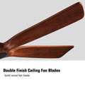 60 In. Farmhouse Walnut Wood Ceiling Fan With Remote Control,Without Light Brown Metal & Wood Wood