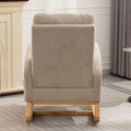 Accent Rocking Chair With Footrest High Back Rubber Wood Rocking Legs Bedroom Living Space26.77D X 38.36W X 39.76H Inch Beige Foam Spring