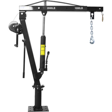 Hydraulic Pickup Truck Crane With Hand Winchpickup Truck Bed Hoist Jib Crane 2000 Lb. Capacity Black Black Steel