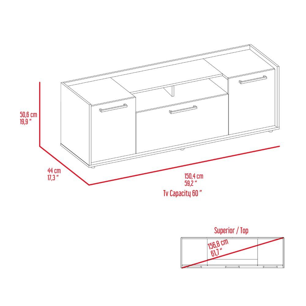 Hollywood Tv Stand For Tv S Up 60", Double Door Cabinets, One Flexible Cabinet, Dark Walnut Brown 60 69 Inches Particle Board Particle Board