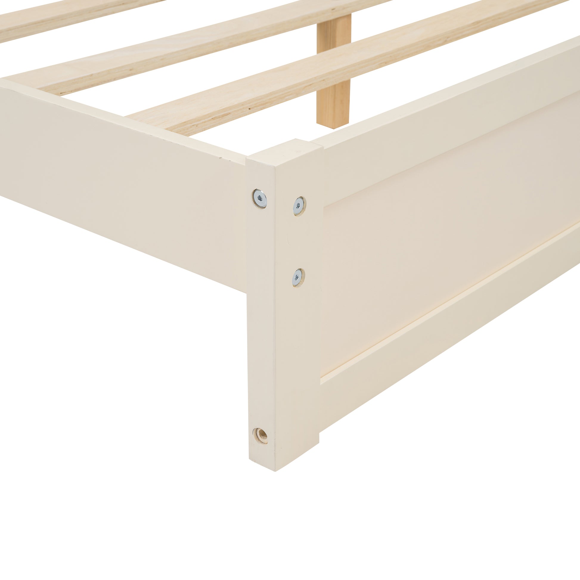Full Size Wood Platform Bed With House Shaped Headboard And Built In Led, Walnut Milk White Box Spring Not Required Full White Wood Bedroom Solid Wood Mdf