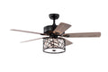 52'' Low Profile Ceiling Fan With Lights No Include Bulb ,Blade Dark Wood Ceiling Fan Matte Black American Design,American Traditional,Antique,Farmhouse,Industrial Plywood Metal