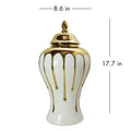 Exquisite White Gilded Ginger Jar With Removable Lid White Ceramic