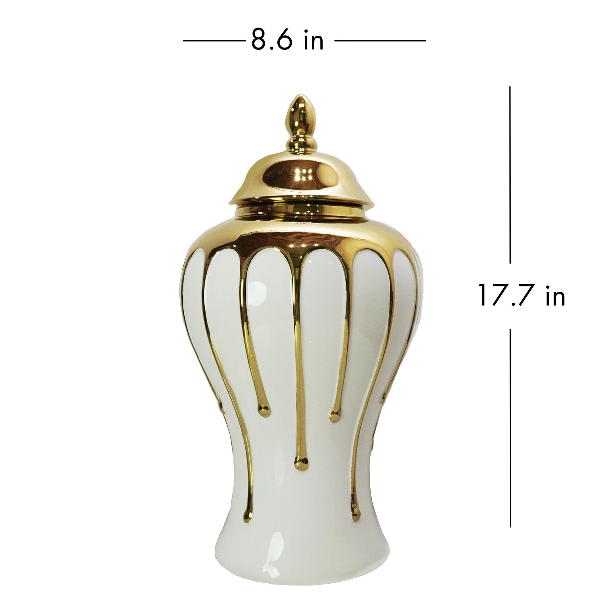 Exquisite White Gilded Ginger Jar With Removable Lid White Ceramic