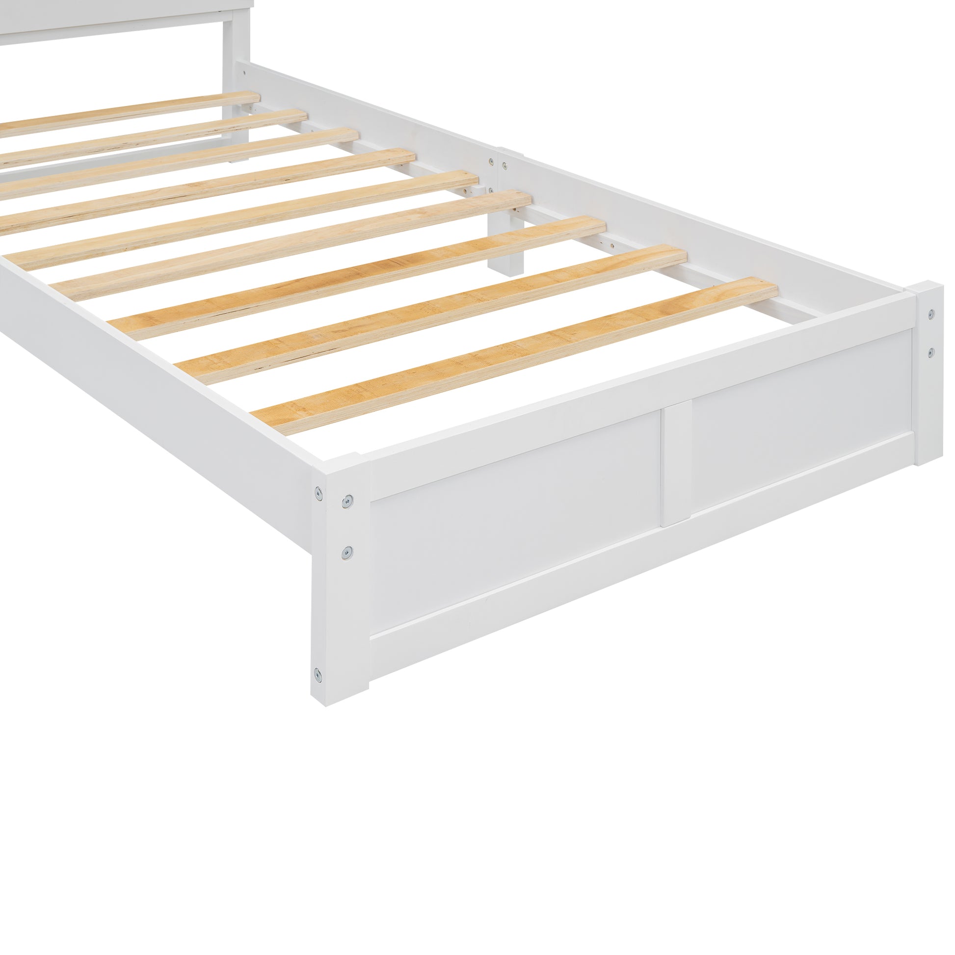 Twin Size Wood Platform Bed With House Shaped Headboard And Built In Led, Walnut White Box Spring Not Required Twin White Wood Bedroom Solid Wood Mdf