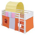 Twin Size Loft Bed With Tent And Tower And Three Pockets Orange Blue Solid Wood