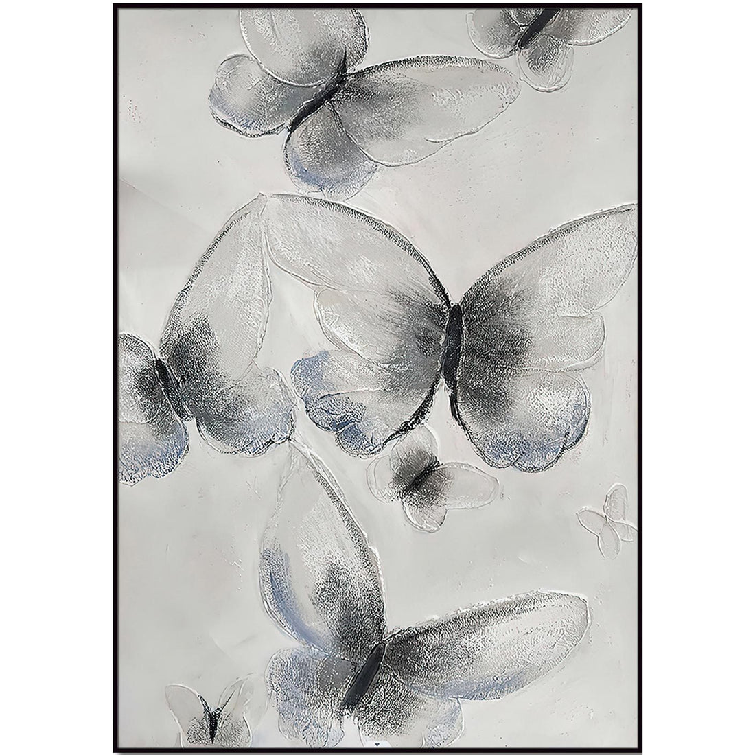 Home Hand Painted "Ethereal Butterfly Cascades" Oil Painting 40"H X 60"W Grey Black Canvas